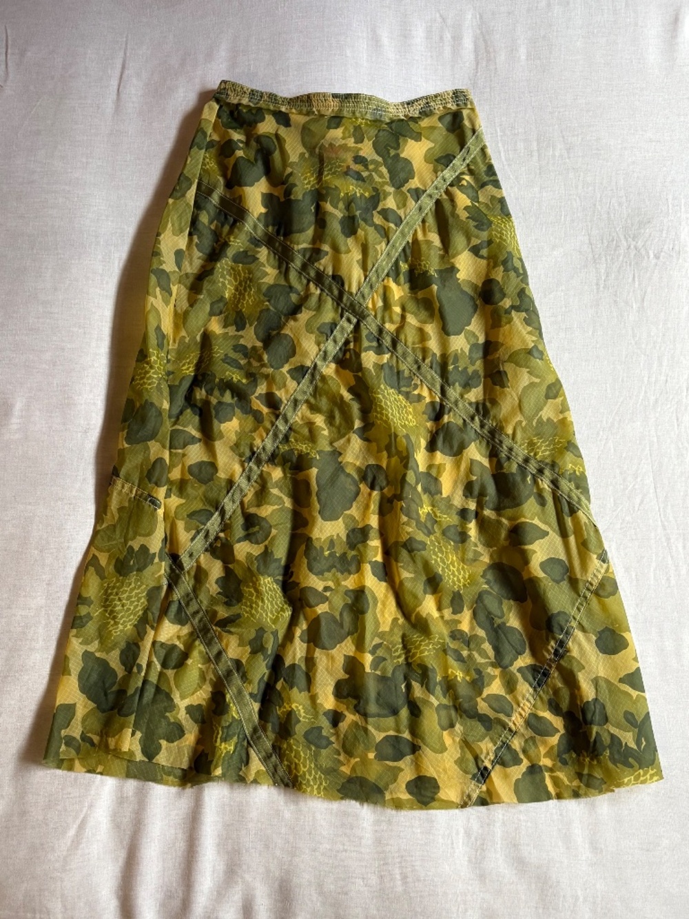 Deborah Lindquist Amelia Maxi Parachute Skirt in Camo NWT